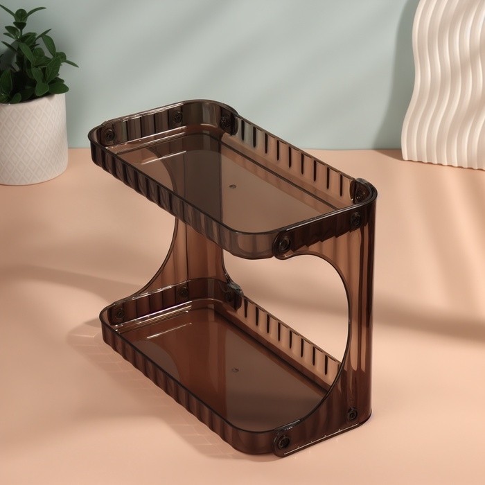 Органайзер для хранения, 2 секции, 28×14.5×21.5 см, чёрный, полупрозрачный Органайзер для хранения, 2 секции, 28×14.5×21.5 см, чёрный, полупрозрачный