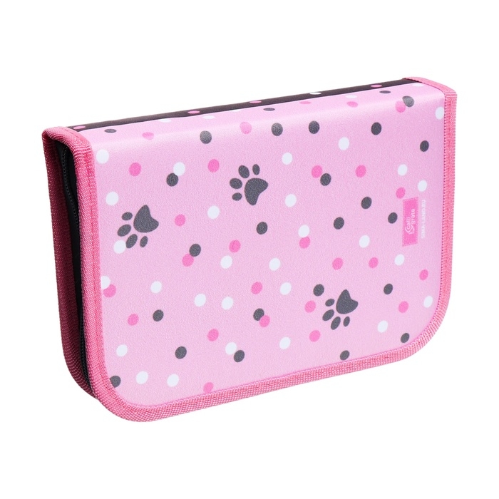 Пенал 1 секция 140 х 210 х 40 мм, откидной карман и косметичка, тканевый, Calligrata TOP Content Пенал 1 секция 140 х 210 х 40 мм, откидной карман и косметичка, тканевый, Calligrata TOP Content "Котик"