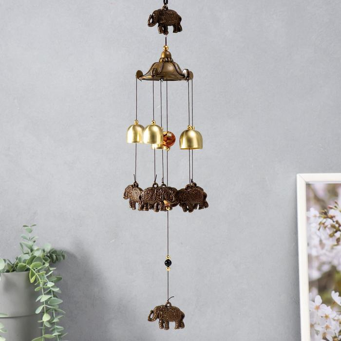 Музыка ветра металл, пластик Музыка ветра металл, пластик "Слон" 5 колокольчиков 42 см