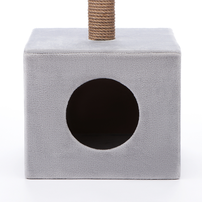 Домик для кошек с когтеточкой  Домик для кошек с когтеточкой "Куб", с площадкой и игрушкой, 35 х 30 х 85 см, микс цветов