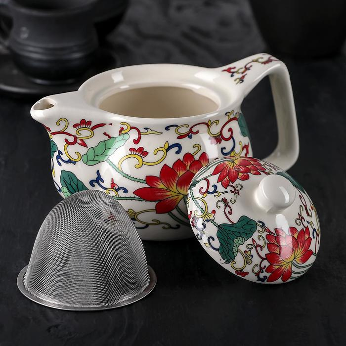Чайник керамический заварочный с металлическим ситом «Лотос», 350 мл Чайник керамический заварочный с металлическим ситом «Лотос», 350 мл