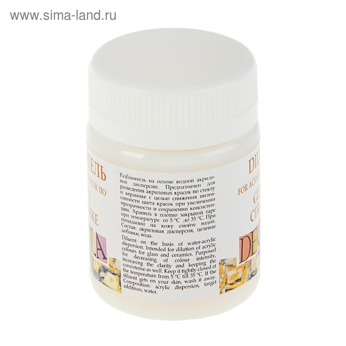 Разбавитель для акриловых красок по стеклу и керамике 50 мл, ЗХК Decola, 5828927 Разбавитель для акриловых красок по стеклу и керамике 50 мл, ЗХК Decola, 5828927