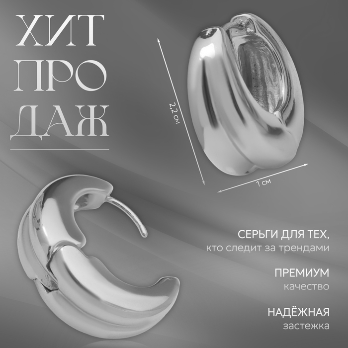 Серьги металл «Аккорд» двойной круг, цвет серебро Серьги металл «Аккорд» двойной круг, цвет серебро