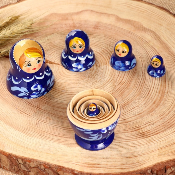 Матрёшка «Гжель», синее платье, 5 кукольная, 10 см Матрёшка «Гжель», синее платье, 5 кукольная, 10 см