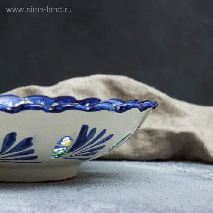 Фруктовница Риштанская Керамика  Фруктовница Риштанская Керамика "Узоры", 23 см, синяя