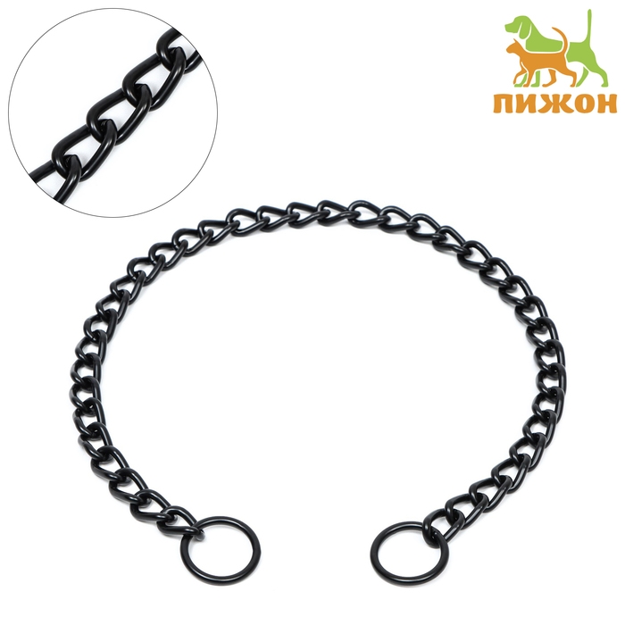 Ошейник - удавка металлический однорядный, 65 см, толщина проволоки 3,5 мм, черный Ошейник - удавка металлический однорядный, 65 см, толщина проволоки 3,5 мм, черный