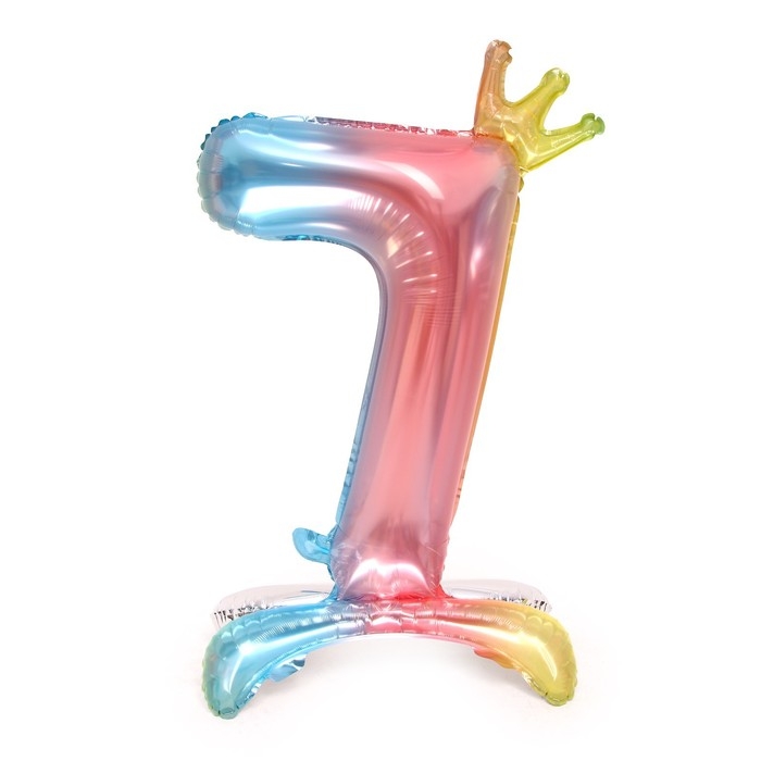 Шар фольгированный 32" &laquo;Цифра 7 с короной&raquo;, градиент на подставке