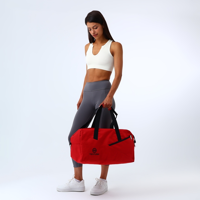 Сумка дорожная женская на молнии TEXTURA, большой размер, цвет красный Сумка дорожная женская на молнии TEXTURA, большой размер, цвет красный