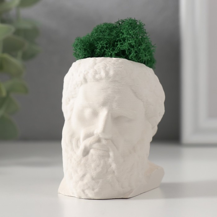 Кашпо бетонное  Кашпо бетонное "Прометей" высота 6,5 см, ширина 5 см белый со мхом (мох зелен. стабилизир)