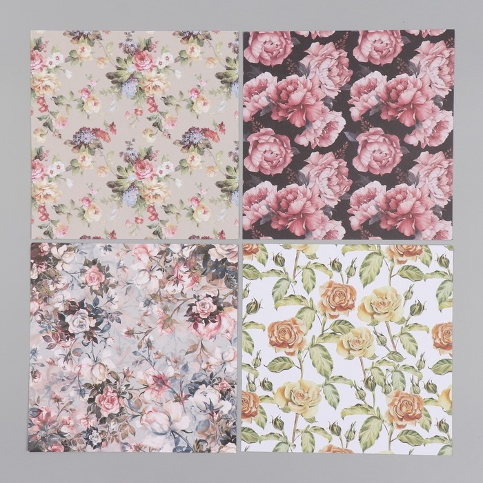 Набор бумаги для скрапбукинга 12 листов 12 дизайнов Набор бумаги для скрапбукинга 12 листов 12 дизайнов "Летнее цветение" 160 гр 15,2х15,2 см