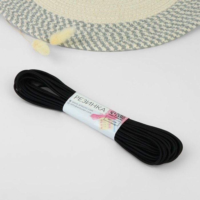 Резинка шляпная, 3 мм, 10 ± 0,5 м, цвет чёрный Резинка шляпная, 3 мм, 10 ± 0,5 м, цвет чёрный