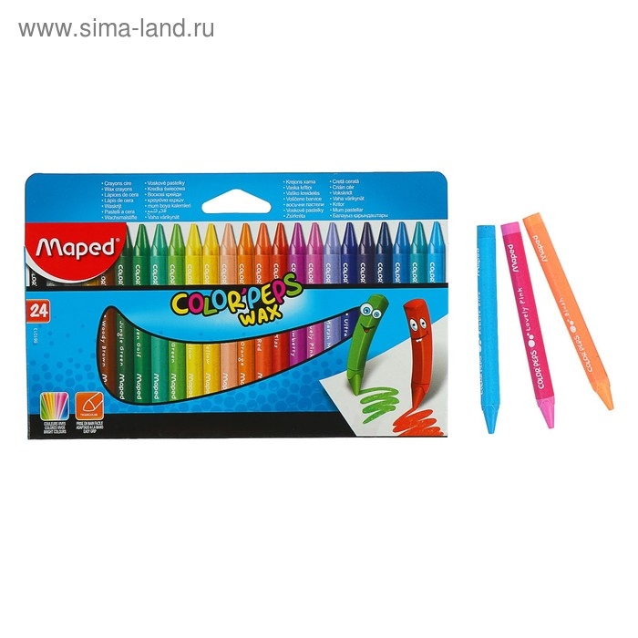 Мелки восковые 24 цвета, Maped Color Peps Wax Мелки восковые 24 цвета, Maped Color Peps Wax