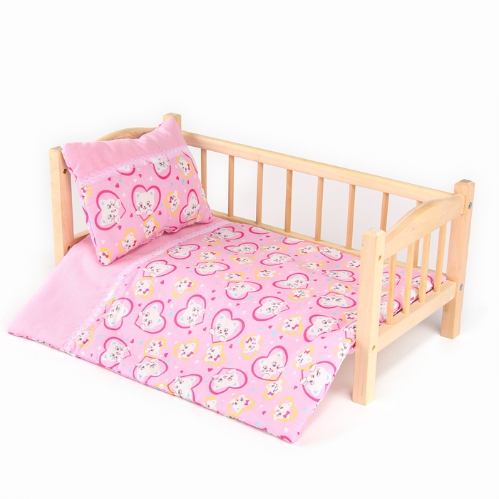 Кукольное постельное «Котята в сердцах»: простынь, одеяло 46 × 36 см, подушка 23 × 17 см Кукольное постельное «Котята в сердцах»: простынь, одеяло 46 × 36 см, подушка 23 × 17 см