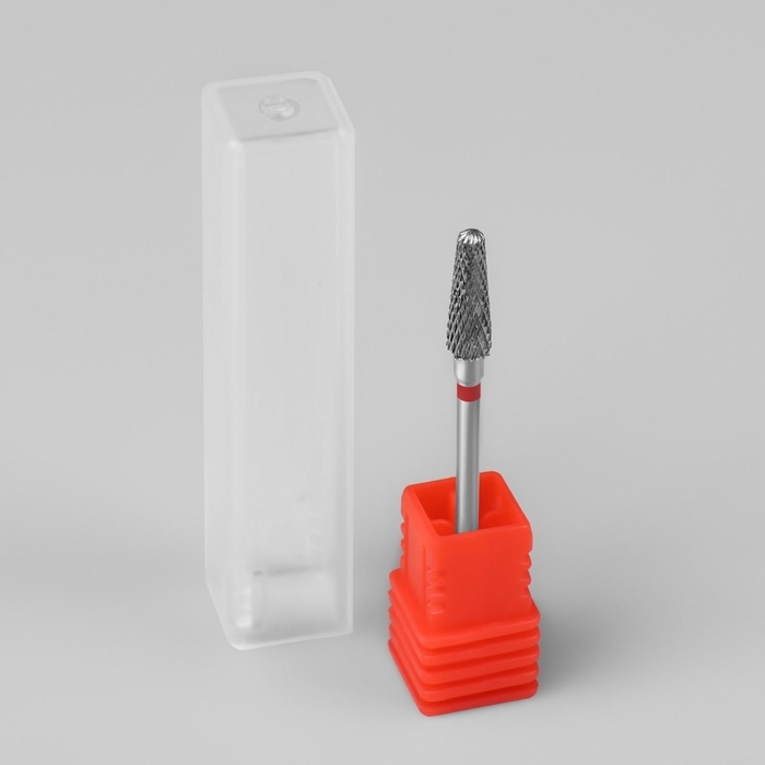 Фреза твердосплавная для маникюра &laquo;Тонкий конус&raquo;, мелкая нарезка, 4 &times; 15 мм, в пластиковом футляре