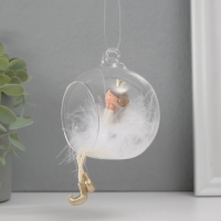 Сувенир полистоун "Ангелочек-принцесса пушок в шарике" 9х8,5х8,5 см