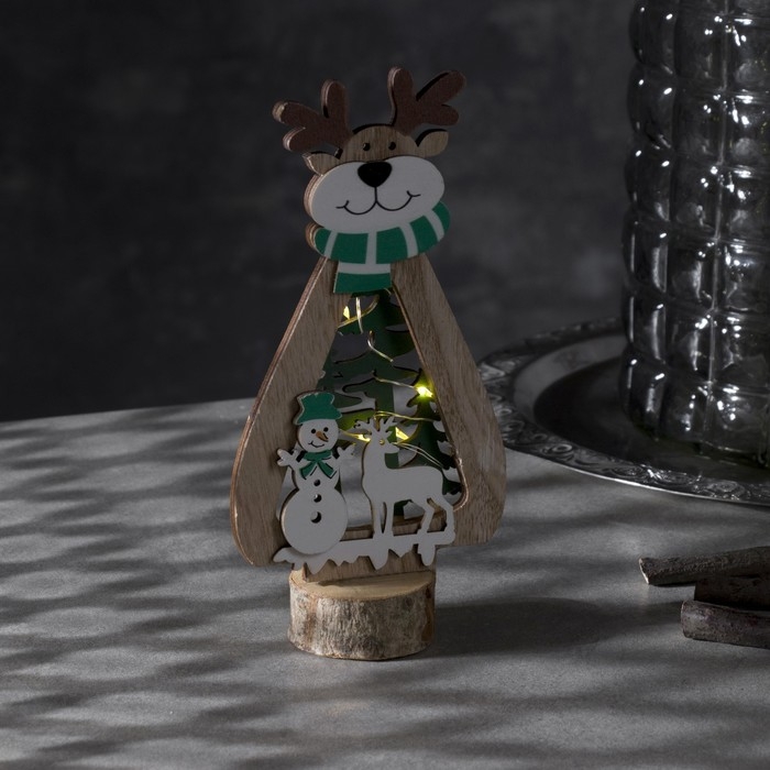 Светодиодная фигура «Олень» 12 × 18 × 6 см, дерево, батарейки CR2032х1 (в комплекте), свечение тёплое белое Светодиодная фигура «Олень» 12 × 18 × 6 см, дерево, батарейки CR2032х1 (в комплекте), свечение тёплое белое