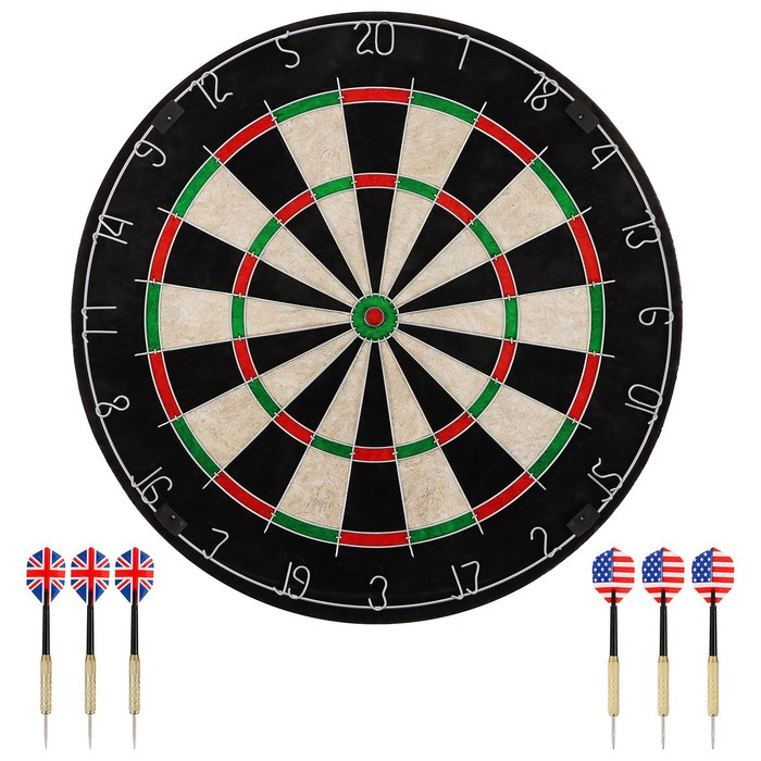 Дартс, мишень диаметром 45 см, 6 дротиков Дартс, мишень диаметром 45 см, 6 дротиков