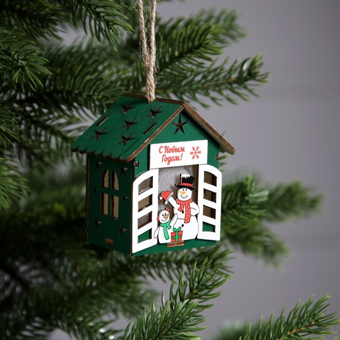 Ёлочная игрушка «Два снеговика», от батареек, свечение тёплое белое Ёлочная игрушка «Два снеговика», от батареек, свечение тёплое белое