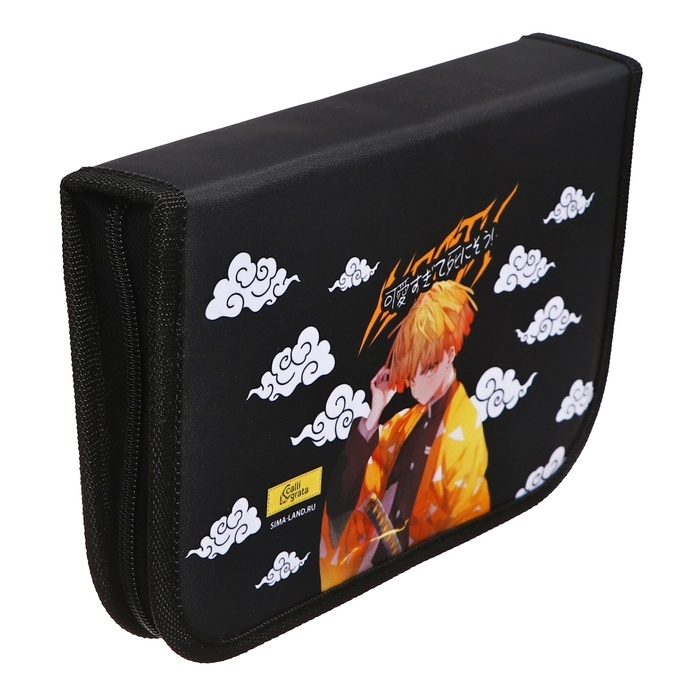 Пенал 3 секции, вкладка внутри, 140 х 210 х 40 мм, тканевый, Calligrata TOP Block Пенал 3 секции, вкладка внутри, 140 х 210 х 40 мм, тканевый, Calligrata TOP Block "Аниме клинок"