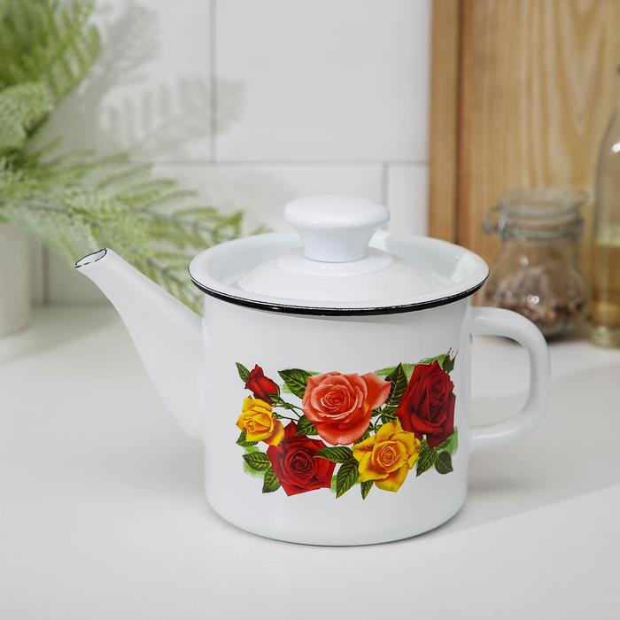 Чайник цилиндрический, 1 л, деколь МИКС, индукция, цвет белый Чайник цилиндрический, 1 л, деколь МИКС, индукция, цвет белый