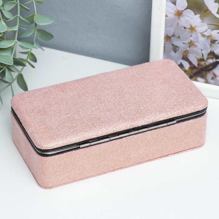 Шкатулка кожзам для украшений  Шкатулка кожзам для украшений "Мелкие квадратики. Розовый" 6х9,8х18,5 см