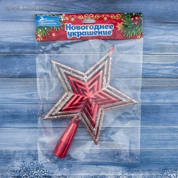 Наконечник Наконечник "Звезда" блёстки, 15х18,5 см, красный