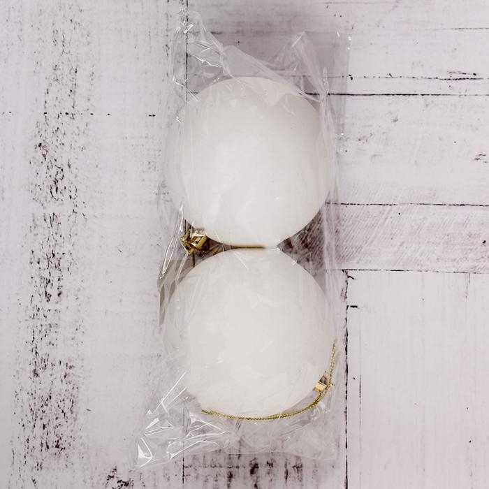 Набор шаров пластик d-8 см, 2 шт Набор шаров пластик d-8 см, 2 шт "Матовый" белый