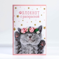 Подарочный набор блокнот - раскраска, мелки 4 шт. «Кошка»
