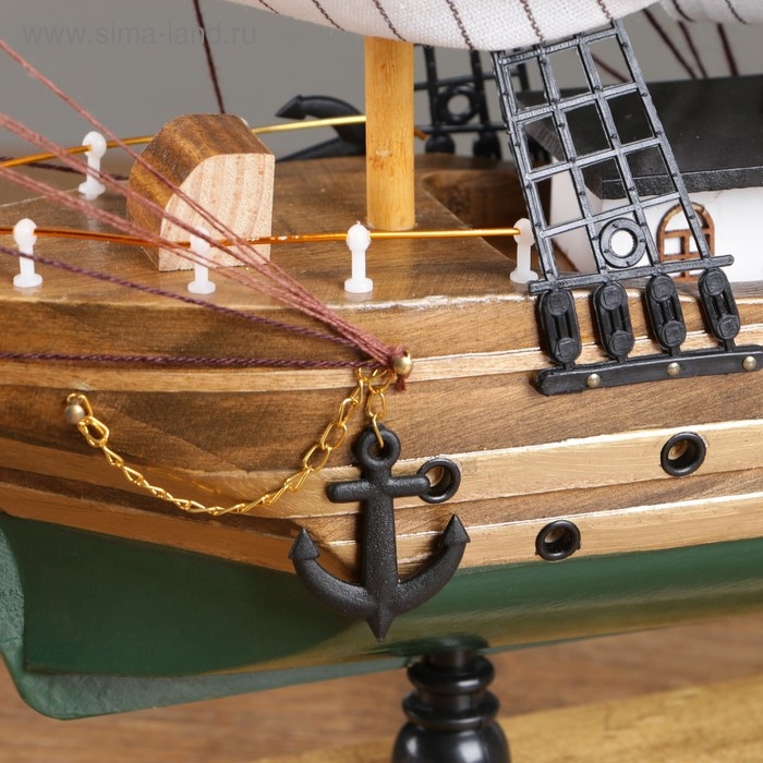 Корабль Корабль "Одиссея" с белыми парусами, зелено-коричневый корпус, 58*8*48см