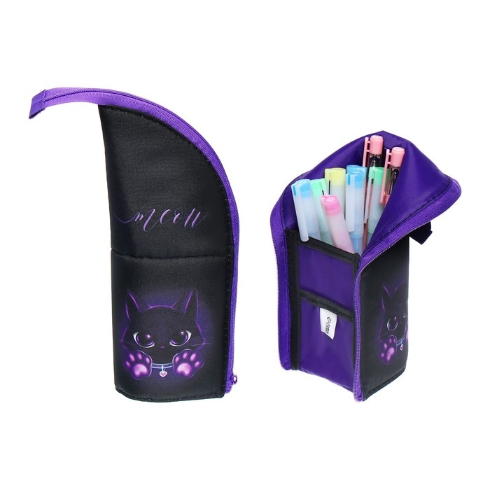 Пенал тубус-подставка, 85 х 210 х 65 мм, мягкий, тканевый, Calligrata, ПМО 12-20 Пенал тубус-подставка, 85 х 210 х 65 мм, мягкий, тканевый, Calligrata, ПМО 12-20 "Котик"