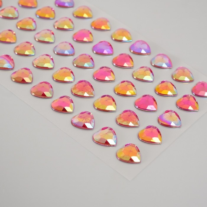 Наклейка пластик стразы Наклейка пластик стразы "Сердце" малиновый перламутр 18х8 см