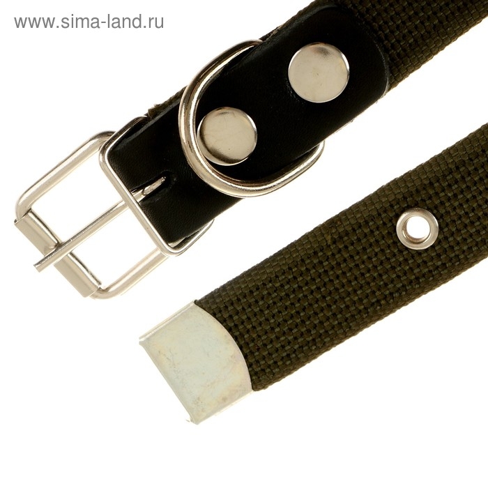 Ошейник брезентовый однослойный, 57 х 2,5 см, ОШ 35-45 см, хаки Ошейник брезентовый однослойный, 57 х 2,5 см, ОШ 35-45 см, хаки