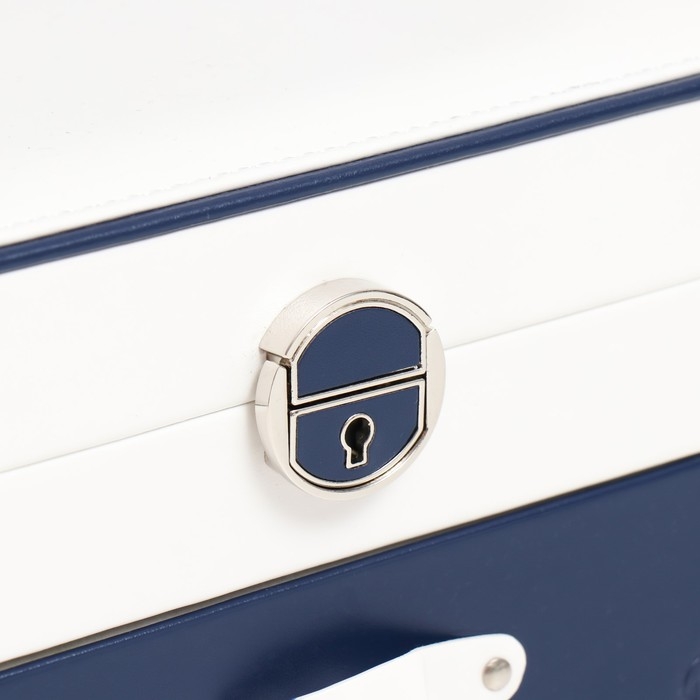 Шкатулка кожзам для украшений  Шкатулка кожзам для украшений "Шейла" белая с синим 25,5х18,5х14 см