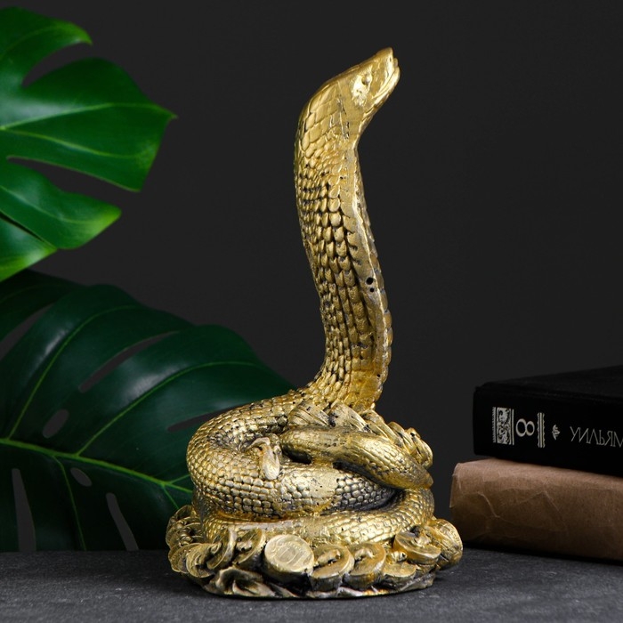 Фигура Фигура "Кобра на деньгах" золото, 26х16х10см