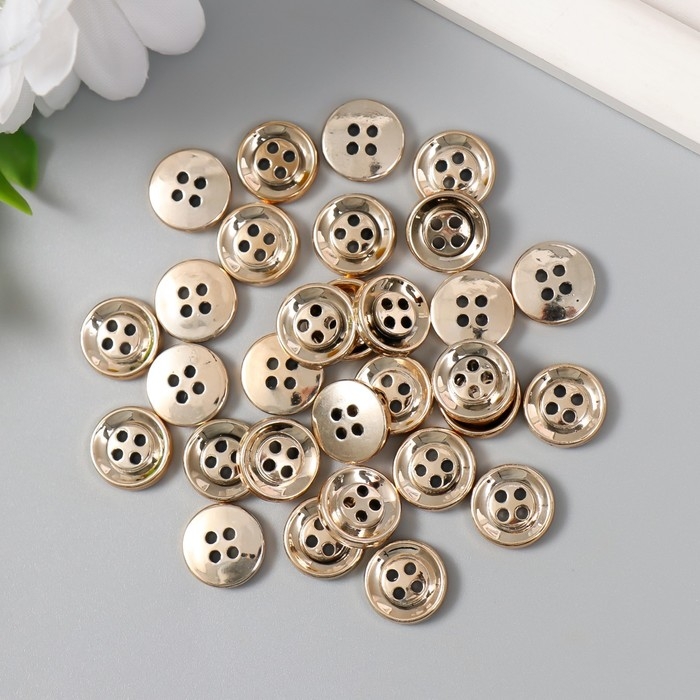 Пуговицы пластик для творчества 4 прокола Пуговицы пластик для творчества 4 прокола "Золотая" набор 30 шт 1,2х1,2 см