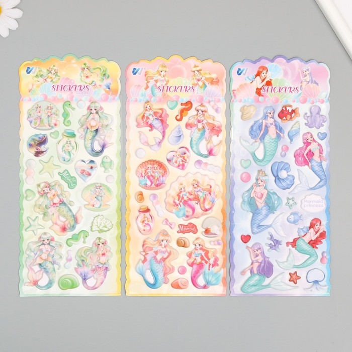 Наклейка пластик мягкие Наклейка пластик мягкие "Русалки" МИКС 24х10 см