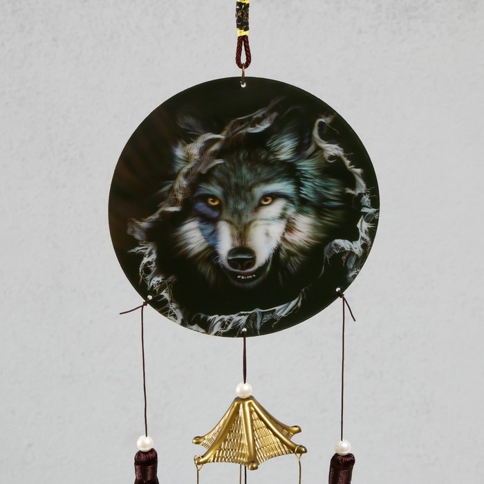 Музыка ветра металл Музыка ветра металл "Волк" 4 колокольчика 52х12,5х2,7 см