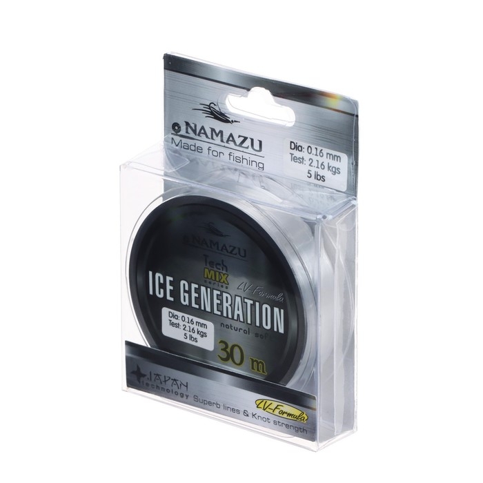 Леска Namazu Ice Generation, диаметр 0.16 мм, тест 2.16 кг, 30 м, прозрачная Леска Namazu Ice Generation, диаметр 0.16 мм, тест 2.16 кг, 30 м, прозрачная