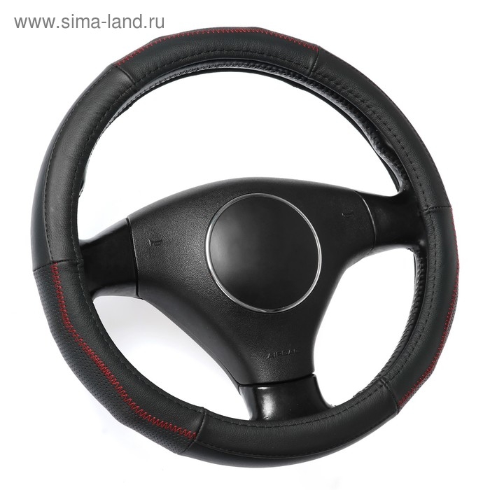 Оплетка на руль TORSO, натуральная кожа, размер 38 см, перфорированная вставка, черный Оплетка на руль TORSO, натуральная кожа, размер 38 см, перфорированная вставка, черный