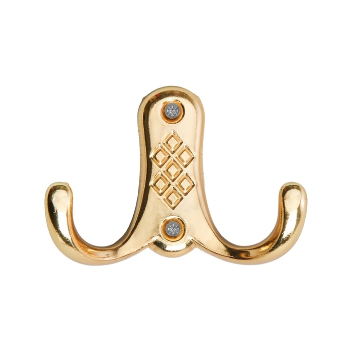 Крючок мебельный ТУНДРА TKD024, двухрожковый, золото Крючок мебельный ТУНДРА TKD024, двухрожковый, золото