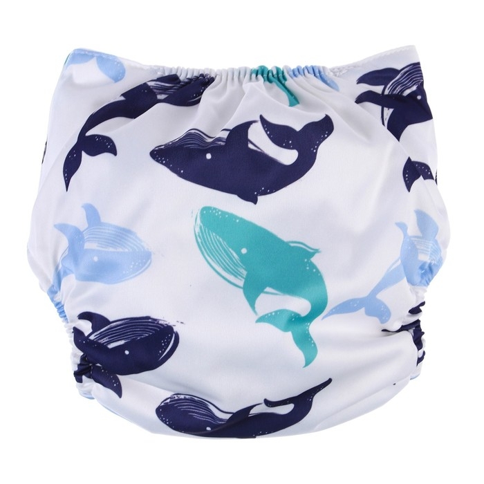 Трусики-подгузник, многоразовый, с 3-х слойным вкладышем «Киты», Крошка Я