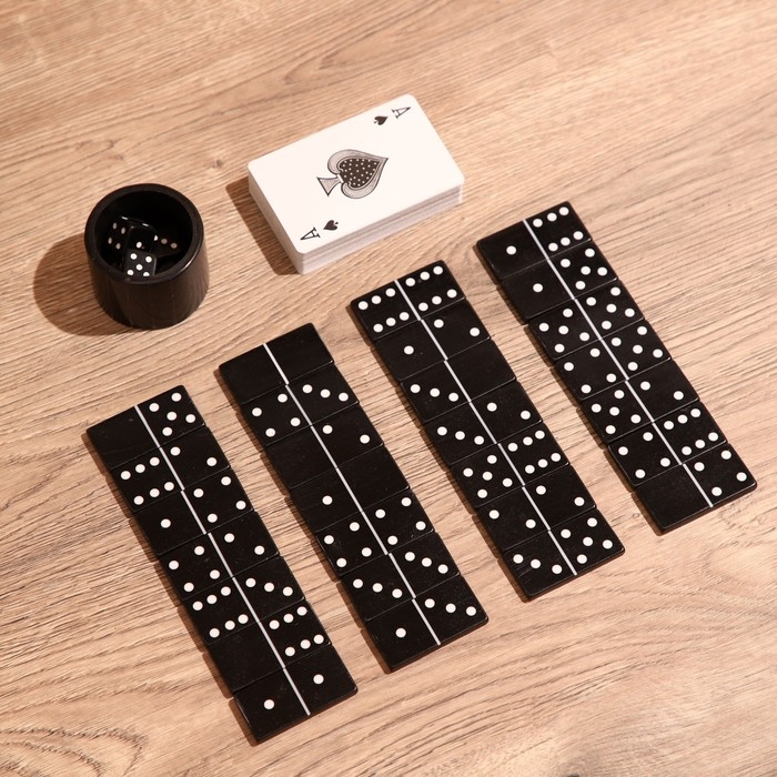 Игра настольная 3в1 (домино + кубики + карты) полирезин, МДФ Игра настольная 3в1 (домино + кубики + карты) полирезин, МДФ