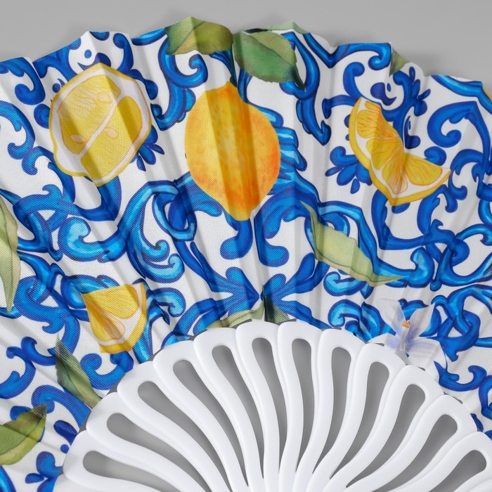 Веер пластик, текстиль  Веер пластик, текстиль "Сочные лимоны" МИКС 23 см