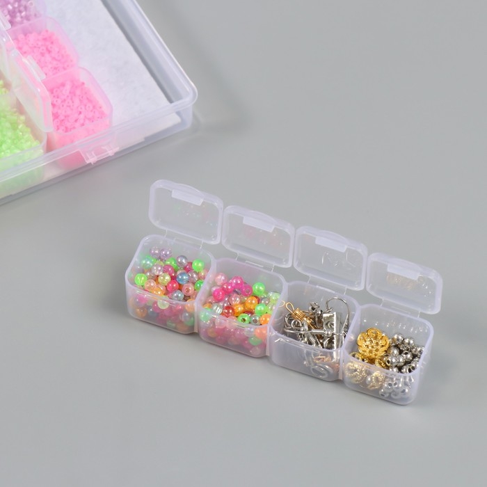 Бисер стекло 12/0 в шкатулке  Бисер стекло 12/0 в шкатулке "Светящийся в темноте" стеклярус и бусины 17,5х10х2 см