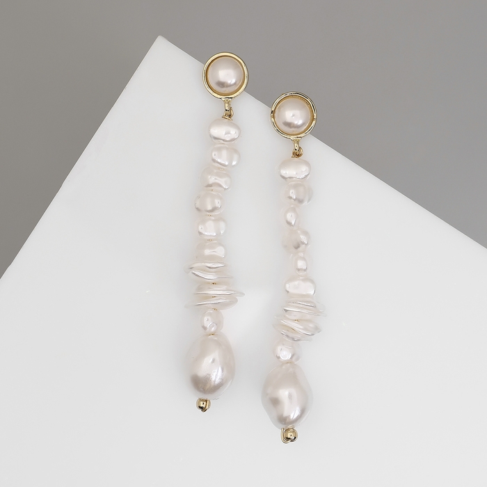 Серьги с жемчугом «Бусина» вершина, цвет золото Серьги с жемчугом «Бусина» вершина, цвет золото