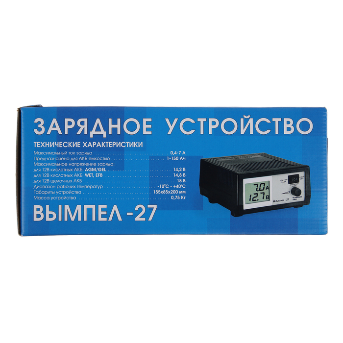 Зарядное устройство АКБ  Зарядное устройство АКБ "Вымпел-27", 0.6-7 А, 12 В, для гелевых, кислотных и AGM АКБ