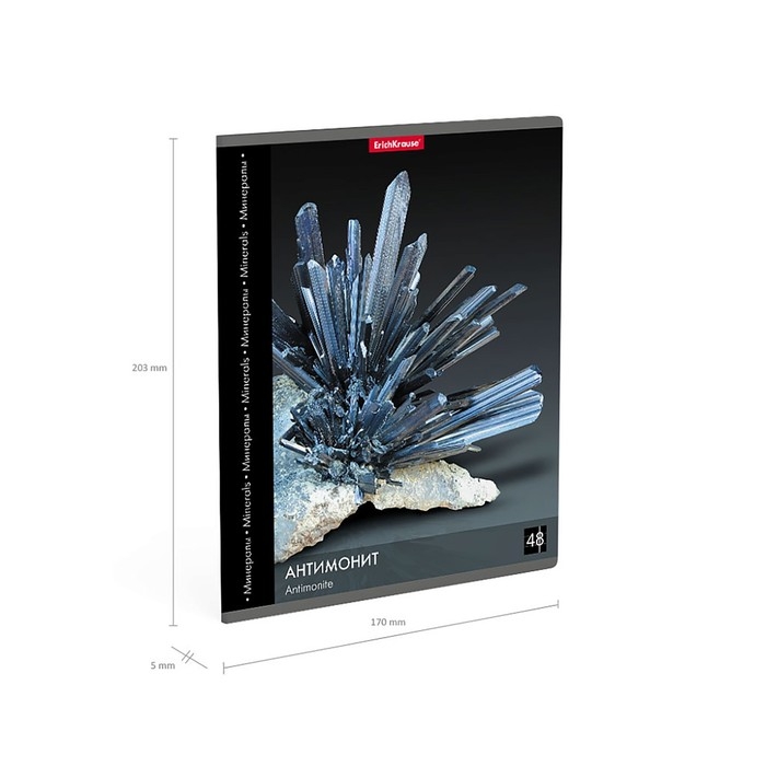 Тетрадь 48 листов в клетку, ErichKrause Тетрадь 48 листов в клетку, ErichKrause "Энциклопедия: Минералы", обложка мелованный картон, блок офсет 100% белизна, МИКС