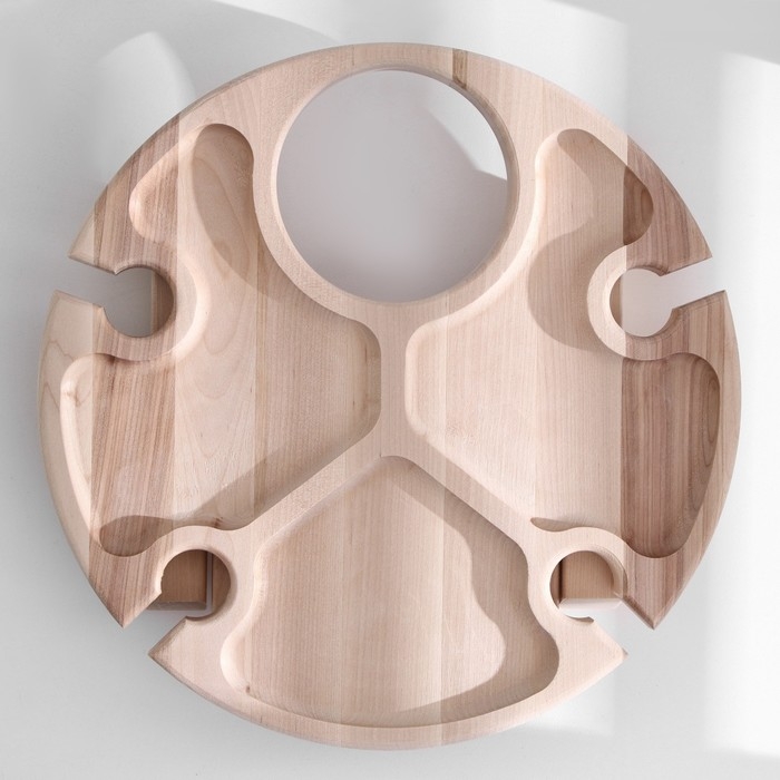 Столик - поднос с менажницей и складными ножками D=30x2,8 см, береза Столик - поднос с менажницей и складными ножками D=30x2,8 см, береза