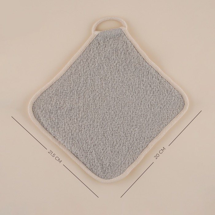 Мочалка массажная SL Home «Ортика», бамбуковое волокно, 21×20,5 см, цвет бежевый