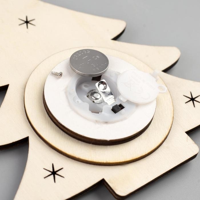 Ёлочная игрушка «Ёлочка со снеговиком», от батареек, свечение тёплое белое Ёлочная игрушка «Ёлочка со снеговиком», от батареек, свечение тёплое белое